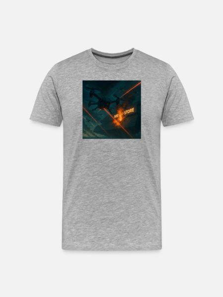 Futuristic Air Base Attack Image - Men's Premium Organic T-Shirt - heather grey