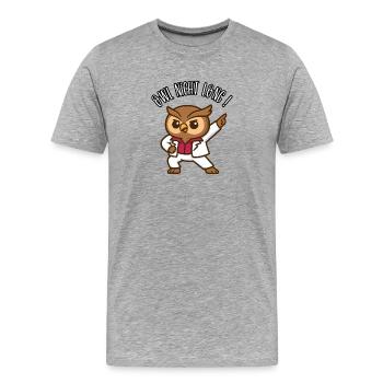 EULEN-NACHT LANG! - Kawaii Tierischer Humor - Männer Premium Bio T-Shirt - Grau meliert - Vorne - Damien (186cm)