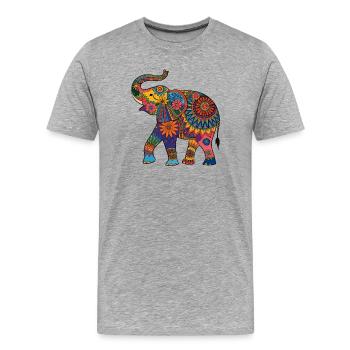 Elefant Rüsseltier Afrika Safari Wildnis Elefanten - Männer Premium Bio T-Shirt - Grau meliert - Vorne - Damien (186cm)