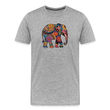 Elefant Rüsseltier Afrika Safari Wildnis Elefanten - Männer Premium Bio T-Shirt - Grau meliert - Vorne - Damien (186cm)