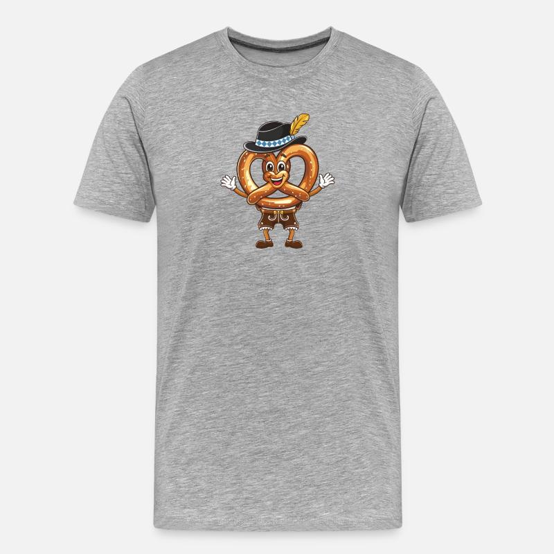 Fröhliche Brezel - Männer Premium Bio T-Shirt - Grau meliert