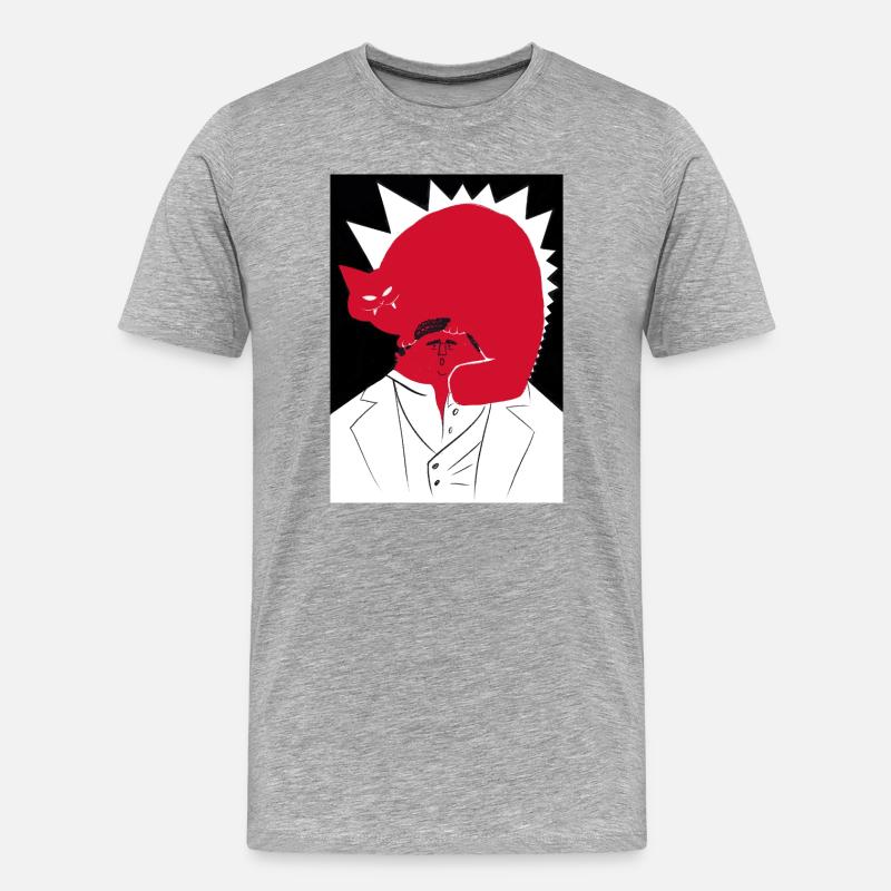 Verrückte Katze - Männer Premium Bio T-Shirt - Grau meliert