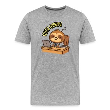 SLOTH CRIMINAL - Kawaii Tier Faultier Humor - Männer Premium Bio T-Shirt - Grau meliert - Vorne - Damien (186cm)
