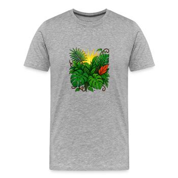 Sunbeam Jungle Burst - Männer Premium Bio T-Shirt - Grau meliert - Vorne - Damien (186cm)