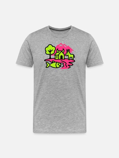 Naïve Pop Art Landscape - Men's Premium Organic T-Shirt - heather grey