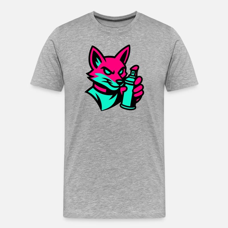 Graffiti Fuchs - Männer Premium Bio T-Shirt - Grau meliert