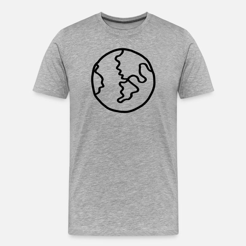 Planète Terre Doodle de l’espace - T-shirt bio Premium Homme - gris chiné