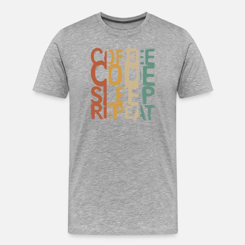 Coffee Code Sleep Repeat – Entwickler Design - Männer Premium Bio T-Shirt - Grau meliert