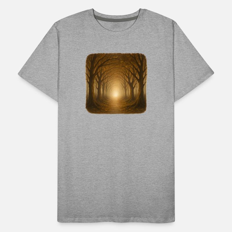 Mystyischer Herbstwald Sonnenlicht Männer Premium Bio T-Shirt