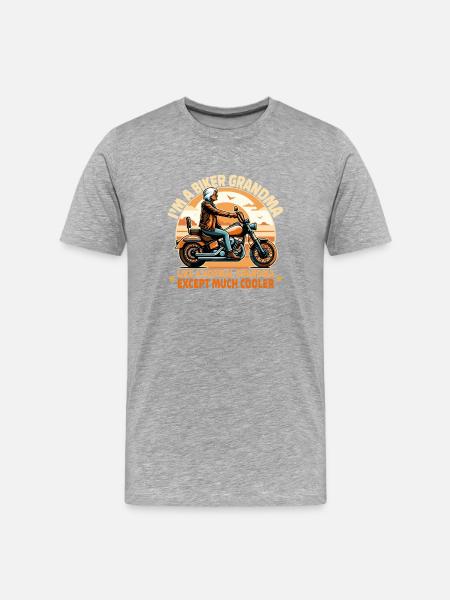 Grandma Biker Ride Novelty Design - Men's Premium Organic T-Shirt - heather grey