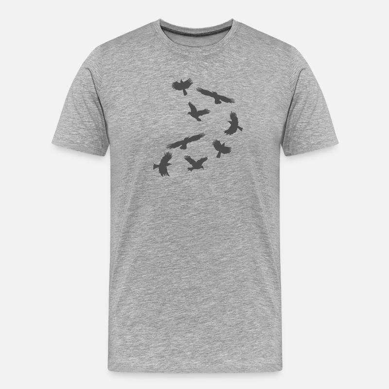 rabenschwarm, vögel - Männer Premium Bio T-Shirt - Grau meliert