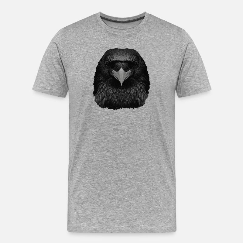 Rabenkopf, kolkrabe - Männer Premium Bio T-Shirt - Grau meliert