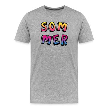Sommer farbenfroh Comicstyle Farbverlauf Fun Camp - Männer Premium Bio T-Shirt - Grau meliert - Vorne - Damien (186cm)