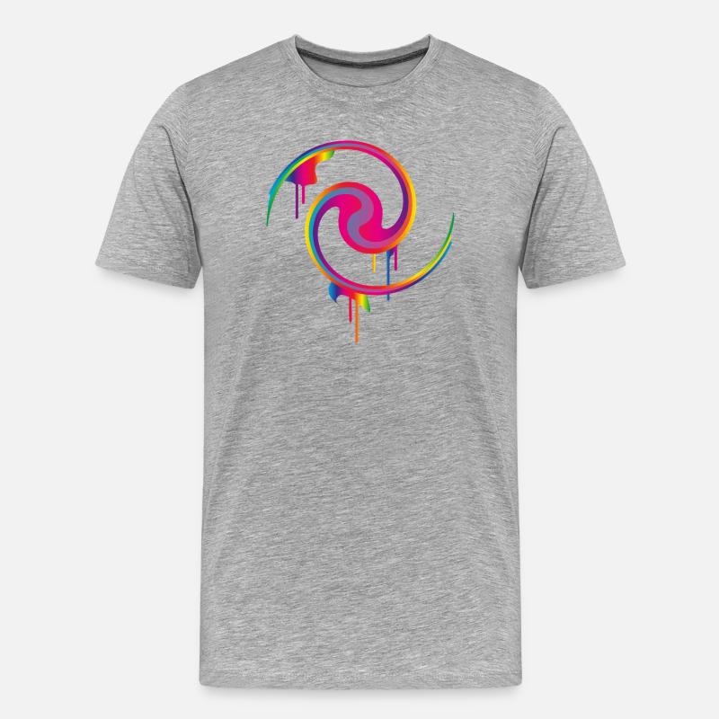 Bunter Graffiti-Farbstrudel mit Tropfeffekt - Männer Premium Bio T-Shirt - Grau meliert