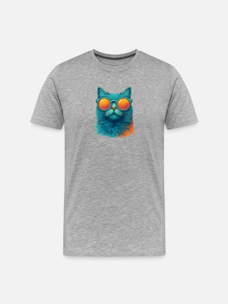 Cool Cat in Sunglasses - Men's Premium Organic T-Shirt - heather grey