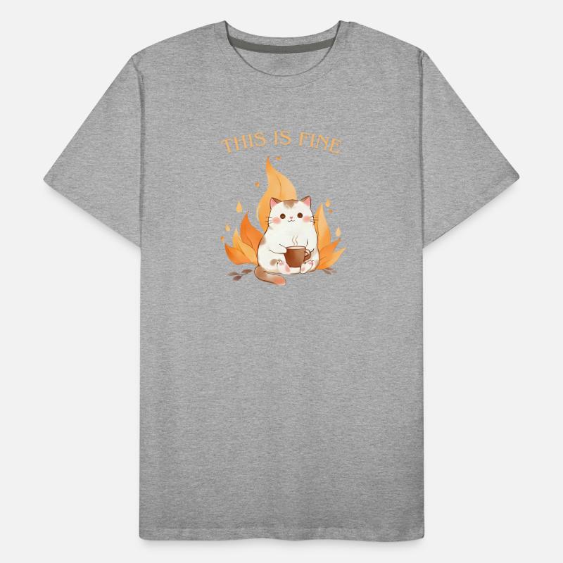 C’est bien mème. Le chat est dans le feu T-shirt bio Premium Homme