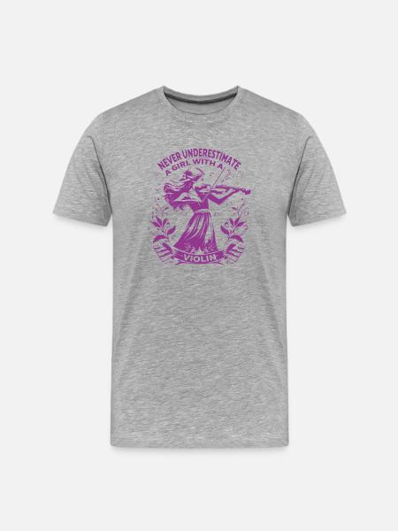 Fille avec violon Conception inspirante - T-shirt bio Premium Homme - gris chiné