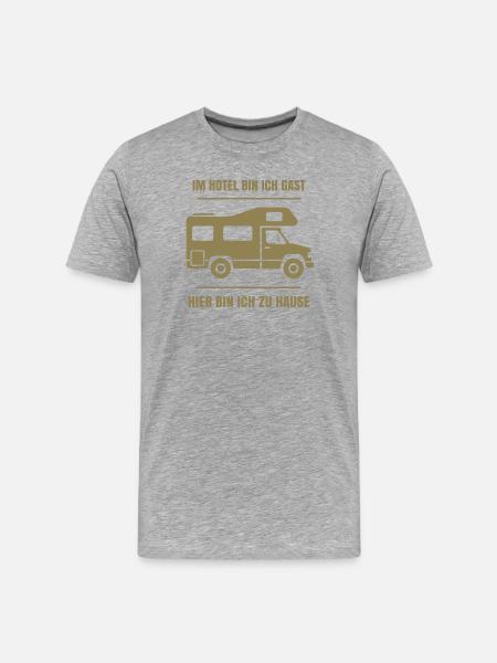 Cooler Dauercamper Spruch Wohnmobil Zuhause - Männer Premium Bio T-Shirt - Grau meliert