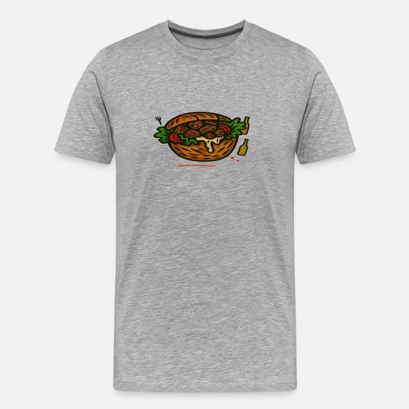 Kaffee und Kuchen Illustration - Männer Premium Bio T-Shirt - Grau meliert