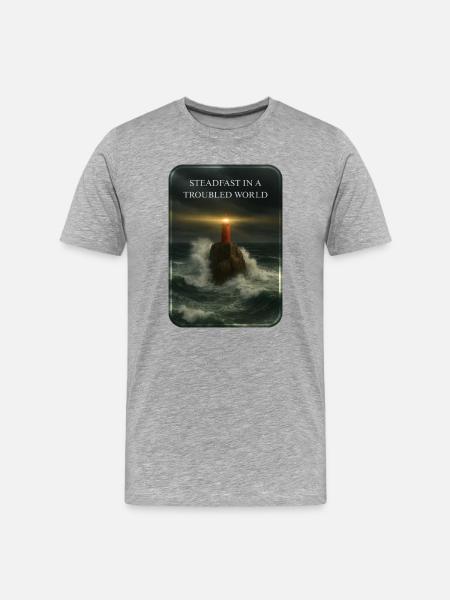 STEADFAST IN A TROUBLED WORLD - Men's Premium Organic T-Shirt - heather grey