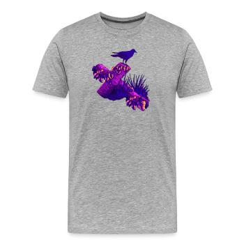Violettes Holzkreuz Krähen Silhouette Efeu - Männer Premium Bio T-Shirt - Grau meliert - Vorne - Damien (186cm)