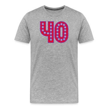 40. 40 ANS. 40e ANNIVERSAIRE. ANNIVERSAIRE 40 ANS. - T-shirt bio Premium Homme - gris chiné - Devant - Damien (186cm)