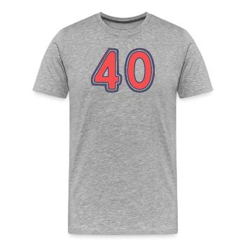 40. 40 ANS. 40e ANNIVERSAIRE. ANNIVERSAIRE 40 ANS. - T-shirt bio Premium Homme - gris chiné - Devant - Damien (186cm)