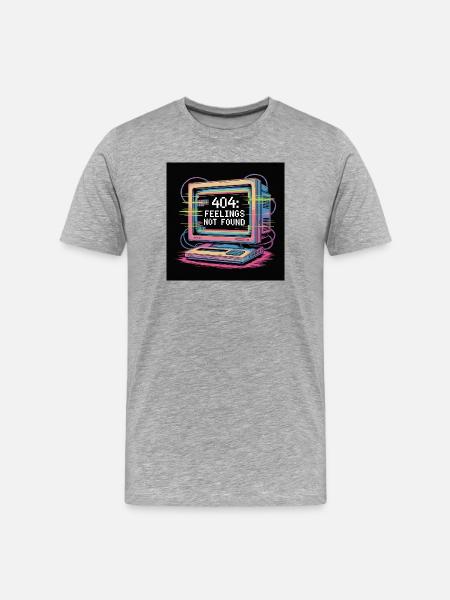 Retro Computer 404 No Feeling - Men's Premium Organic T-Shirt - heather grey