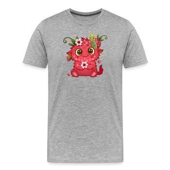 Monstre mignon au design framboise - T-shirt bio Premium Homme - gris chiné - Devant - Damien (186cm)
