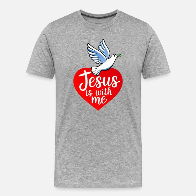 Jesus is with me taube - Männer Premium Bio T-Shirt - Grau meliert