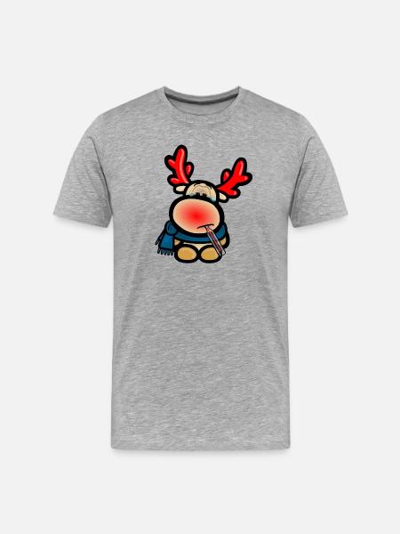 Reindeer Elmondo has the flu - Men's Premium Organic T-Shirt - heather grey