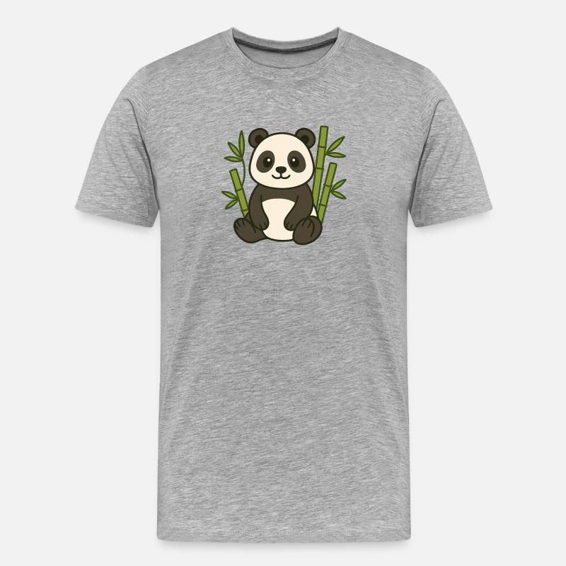 Panda im Bambuswald - Männer Premium Bio T-Shirt - Grau meliert