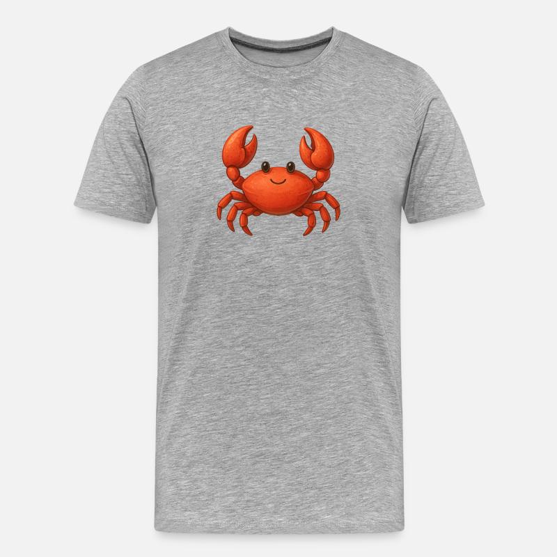 Rote Krabbe Cartoon - Männer Premium Bio T-Shirt - Grau meliert