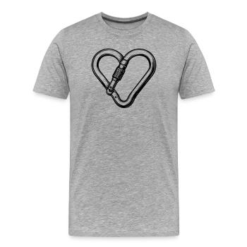 Mousqueton en forme de cœur – l’amour de l’escalade à l’état pur - T-shirt bio Premium Homme - gris chiné - Devant - Damien (186cm)