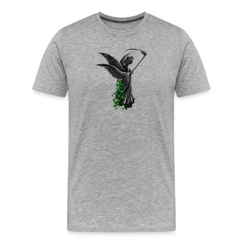 engelstatue, goth, frauen - Männer Premium Bio T-Shirt - Grau meliert - Vorne - Damien (186cm)