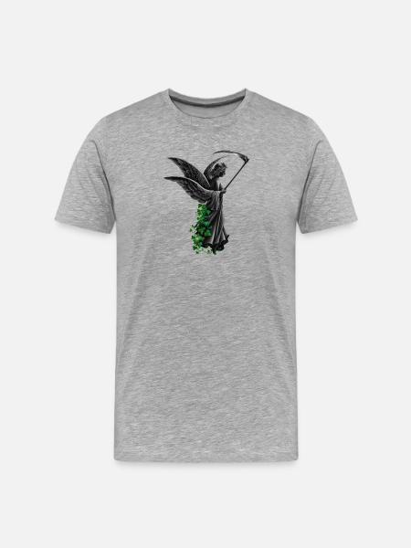 engelstatue, goth, frauen - Männer Premium Bio T-Shirt - Grau meliert