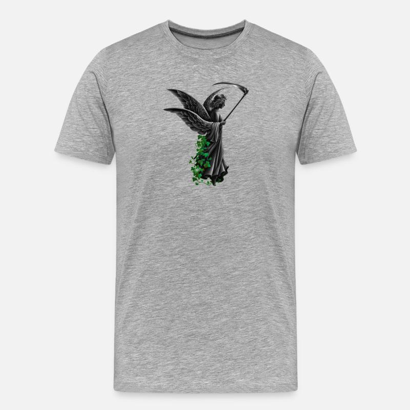 engelstatue, goth, frauen - Männer Premium Bio T-Shirt - Grau meliert