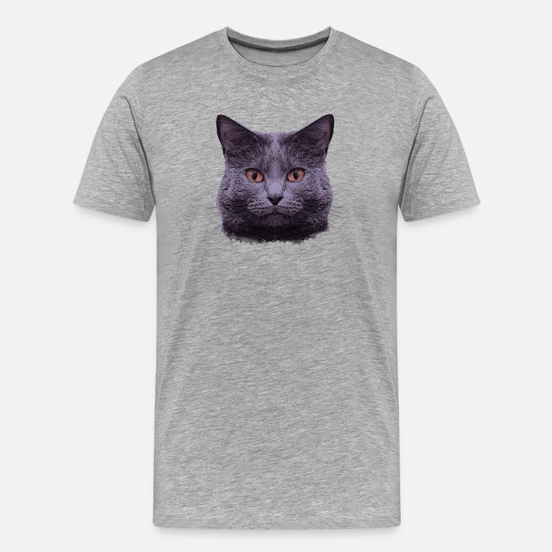 kartäuser katze, frauen - Männer Premium Bio T-Shirt - Grau meliert
