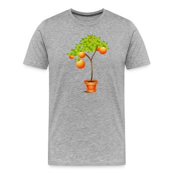 Petit oranger en pot de fleurs - T-shirt bio Premium Homme - gris chiné - Devant - Damien (186cm)