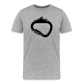 Mousquetons et montagnes – Escalade facile - T-shirt bio Premium Homme - gris chiné - Devant - Damien (186cm)