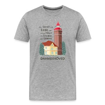 Dahme, dessin à la main d’un vieux phare, Dahmeshöved - T-shirt bio Premium Homme - gris chiné - Devant - Damien (186cm)