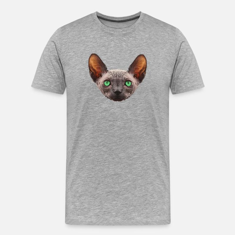 nacktkatze, sphings katze - Männer Premium Bio T-Shirt - Grau meliert