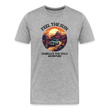 Embrassez le voyage sur la route sauvage - T-shirt bio Premium Homme - gris chiné - Devant - Damien (186cm)