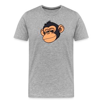 Affe Schimpanse - Männer Premium Bio T-Shirt - Grau meliert - Vorne - Damien (186cm)