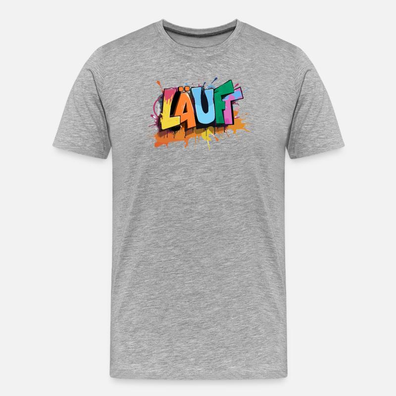 Läuft Statement Läufer Graffiti Lustige Sprüche - Männer Premium Bio T-Shirt - Grau meliert