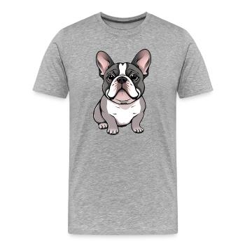 French Bulldog - Men's Premium Organic T-Shirt - heather grey - Front - Damien (186cm)