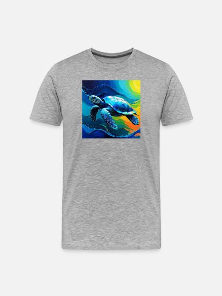 Levendig Marine Turtle Art Design - Mannen premium biologisch T-shirt - grijs gemêleerd