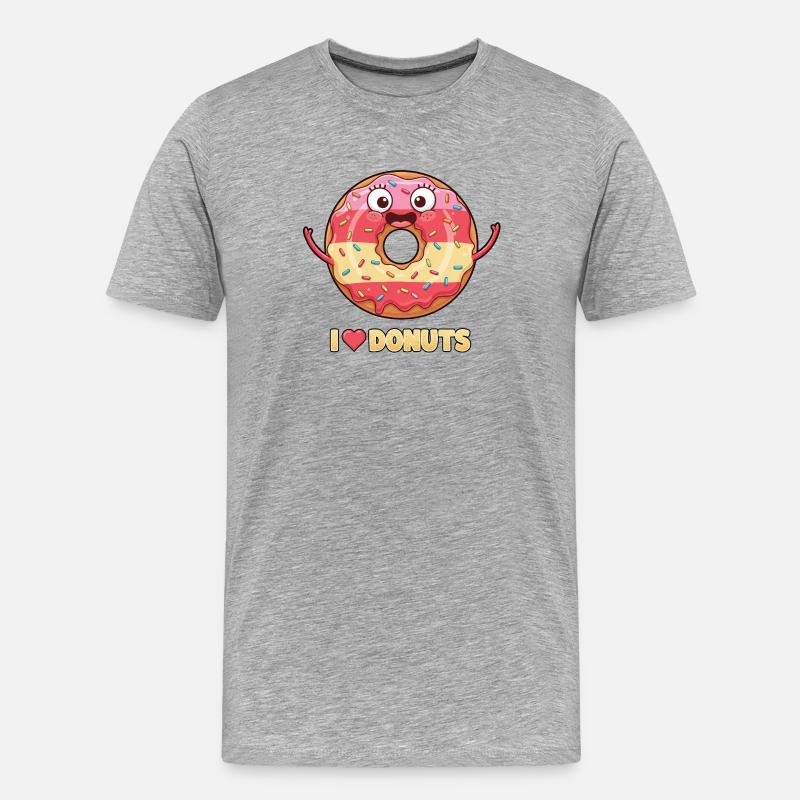 I Love Donuts - Männer Premium Bio T-Shirt - Grau meliert