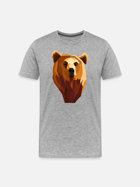 Ours géométrique low poly - T-shirt bio Premium Homme - gris chiné
