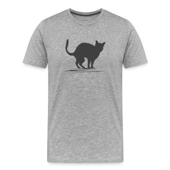 katzen silhouette mit Buckel - Männer Premium Bio T-Shirt - Grau meliert - Vorne - Damien (186cm)